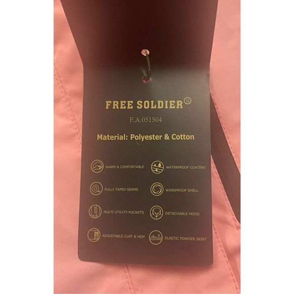 FREE SOLDIER Women’s Waterproof Ski Snow Rain Jacket Medium Pink Fleece New - Picture 13 of 13